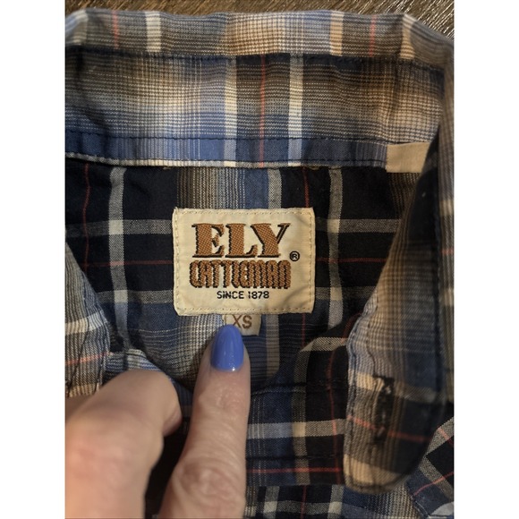 Ely Cattleman Shirt Pearl Snap Blue Plaid Toddler Boys XS 2-4 Western Rodeo - Picture 2 of 3